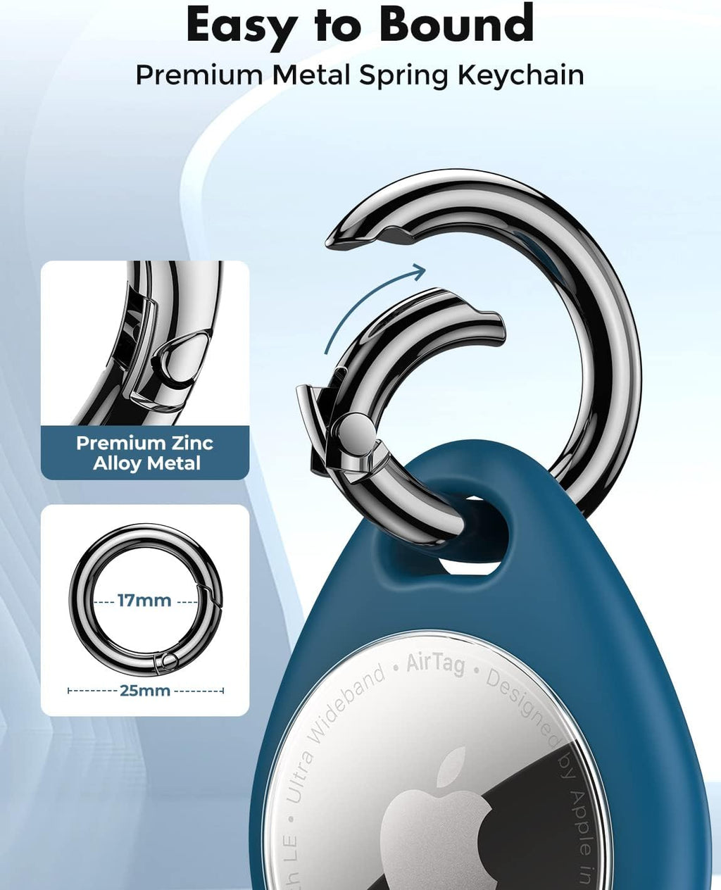 UNBREAKcable AirTag Holder 4 Pack – Waterproof TPU Protective Case with Metal Keychain, Secure Fit for Keys, Pets, Luggage & Backpacks