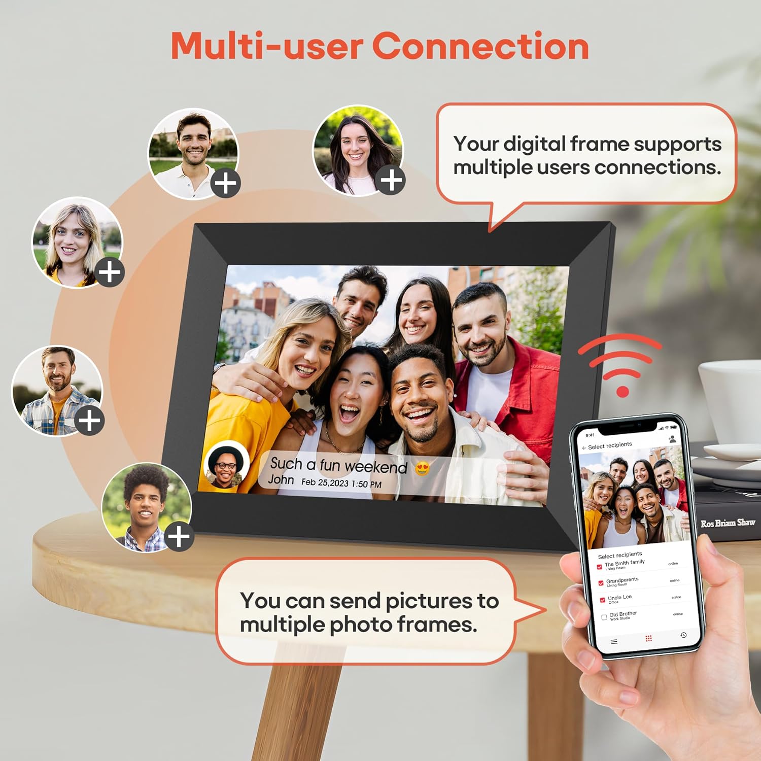 Frameo 10.1” WiFi Digital Photo Frame – HD IPS Touchscreen | 32GB Smart Picture Frame | Auto-Rotate, Wall Mount, Share via Frameo App