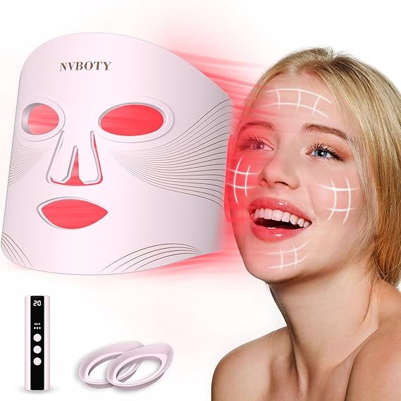 LED Face Mask Light Therapy – 4 Mode Red, Blue, Orange & Infrared Light, 400 LEDs, Rechargeable, Anti-Aging Skin Care - Quality Prime Hub